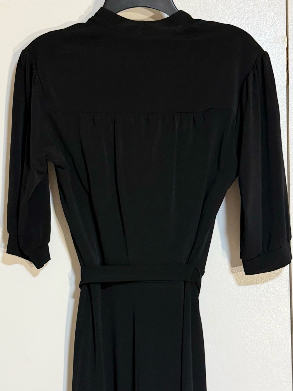 Laundry by Shelli Segal Black Midi Dress Wrap V Neck Tie Waist Size 8 - Picture 3 of 11